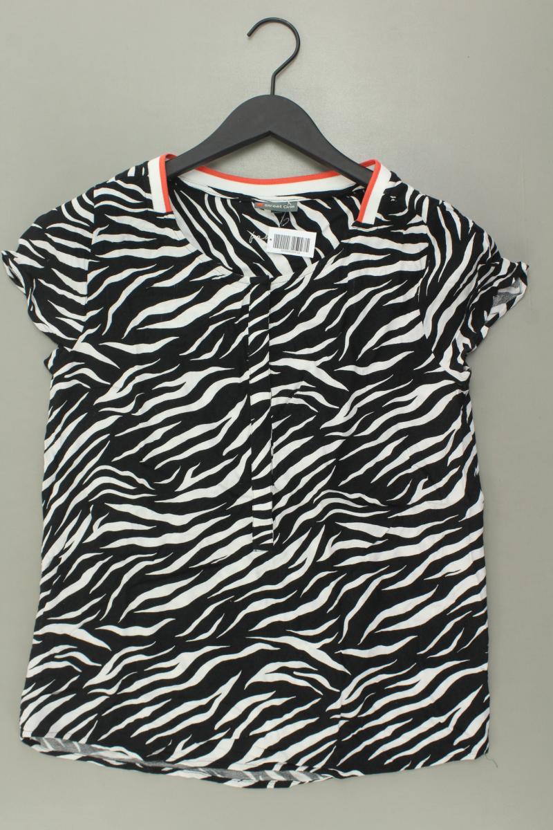 Street One Kurzarmbluse Gr. 36 mit Tierdruck schwarz