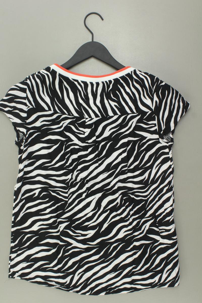 Street One Kurzarmbluse Gr. 36 mit Tierdruck schwarz