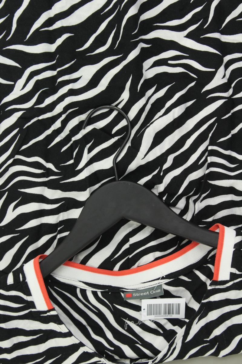 Street One Kurzarmbluse Gr. 36 mit Tierdruck schwarz