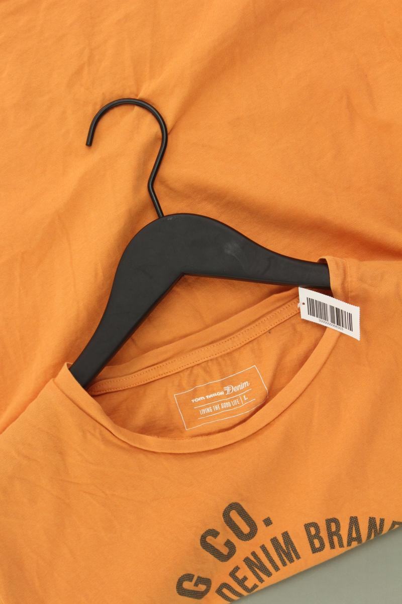 Tom Tailor Printshirt für Herren Gr. L Kurzarm orange