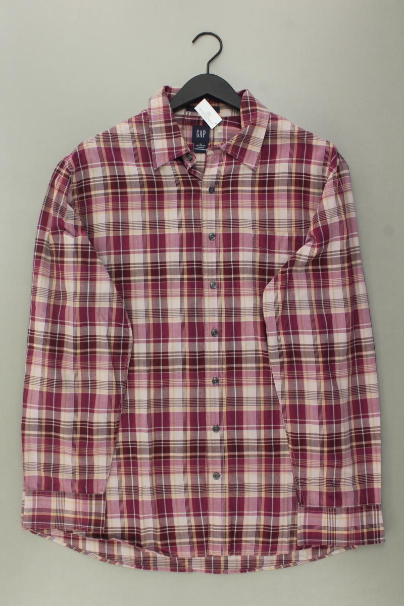 GAP Karohemd für Herren Gr. XL kariert Langarm lila aus Baumwolle
