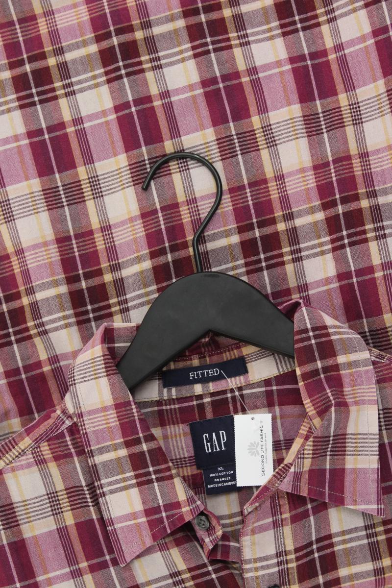 GAP Karohemd für Herren Gr. XL kariert Langarm lila aus Baumwolle
