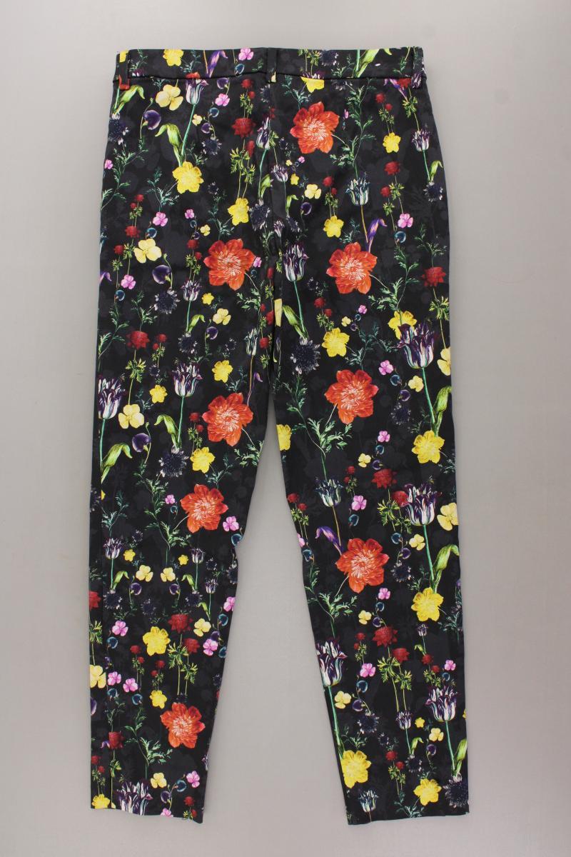 H&M Stoffhose Gr. 38 mit Blumenmuster schwarz aus Baumwolle