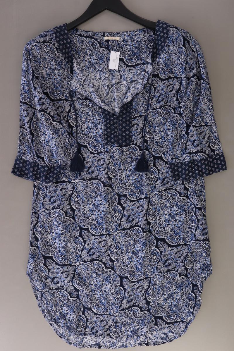 Esprit Longbluse Gr. M mit Paisleymuster 3/4 Ärmel blau aus Viskose