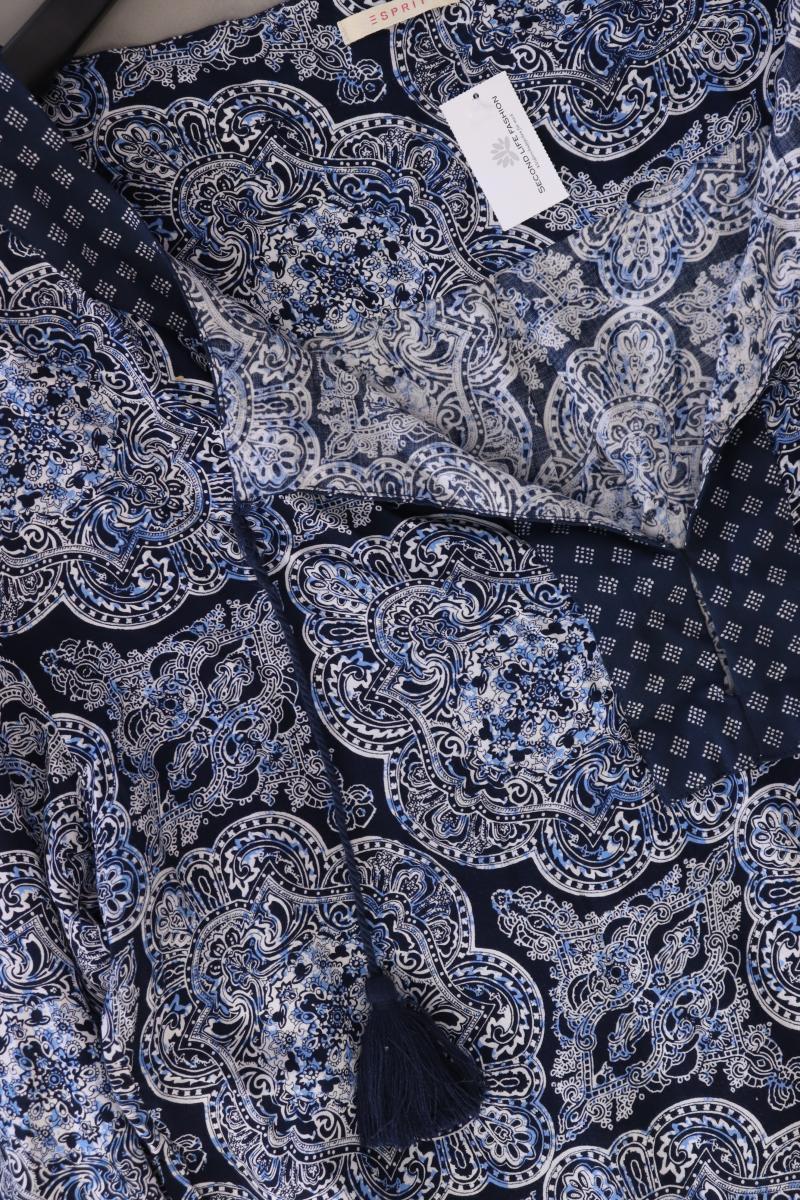 Esprit Longbluse Gr. M mit Paisleymuster 3/4 Ärmel blau aus Viskose