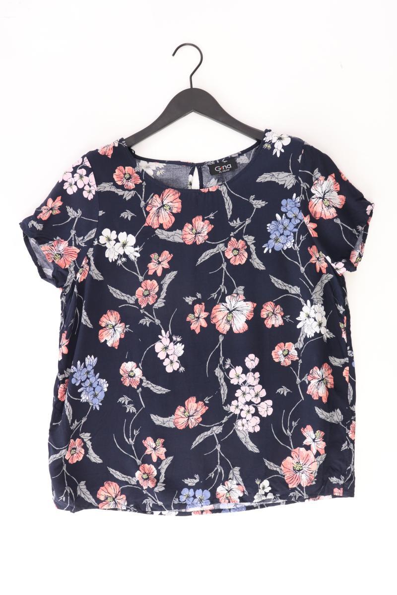 Gina Bluse Gr. 46/48 mit Blumenmuster Kurzarm blau aus Viskose