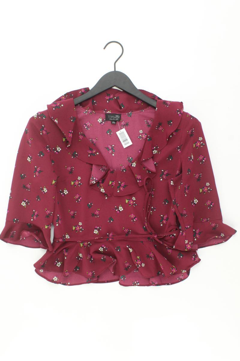 Topshop Bluse Gr. 38 mit Blumenmuster 3/4 Ärmel rot aus Polyester