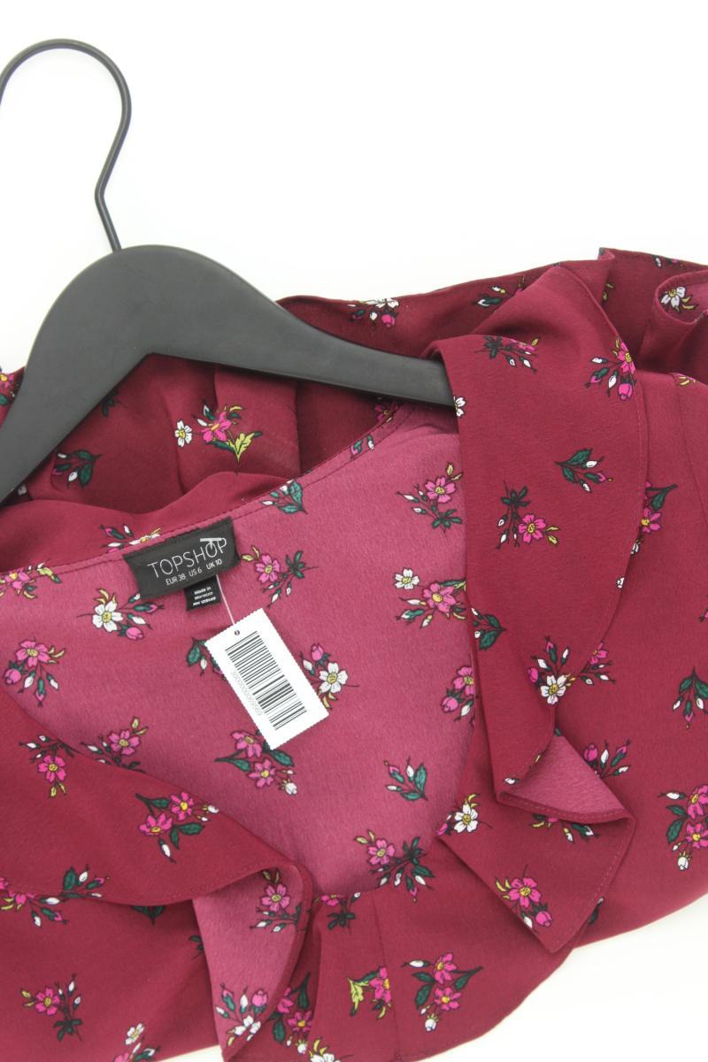 Topshop Bluse Gr. 38 mit Blumenmuster 3/4 Ärmel rot aus Polyester