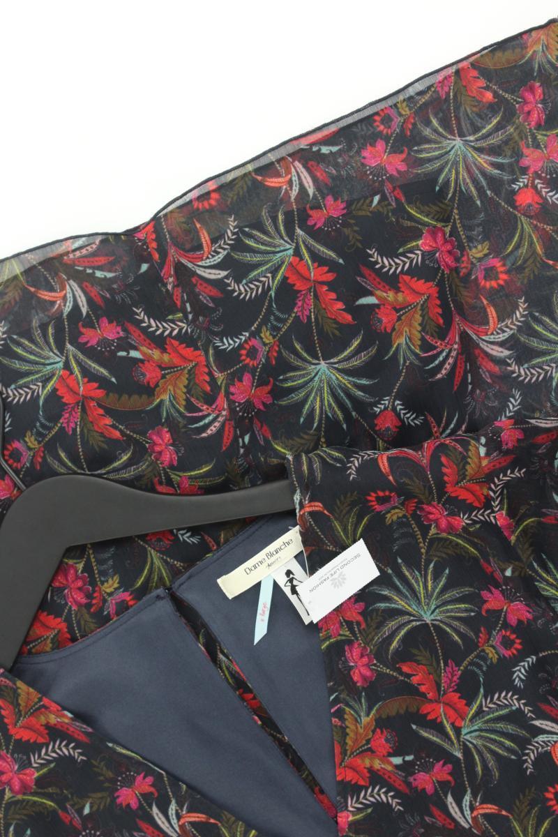 Dame Blanche Chiffonkleid Gr. XL mit Blumenmuster Kurzarm schwarz