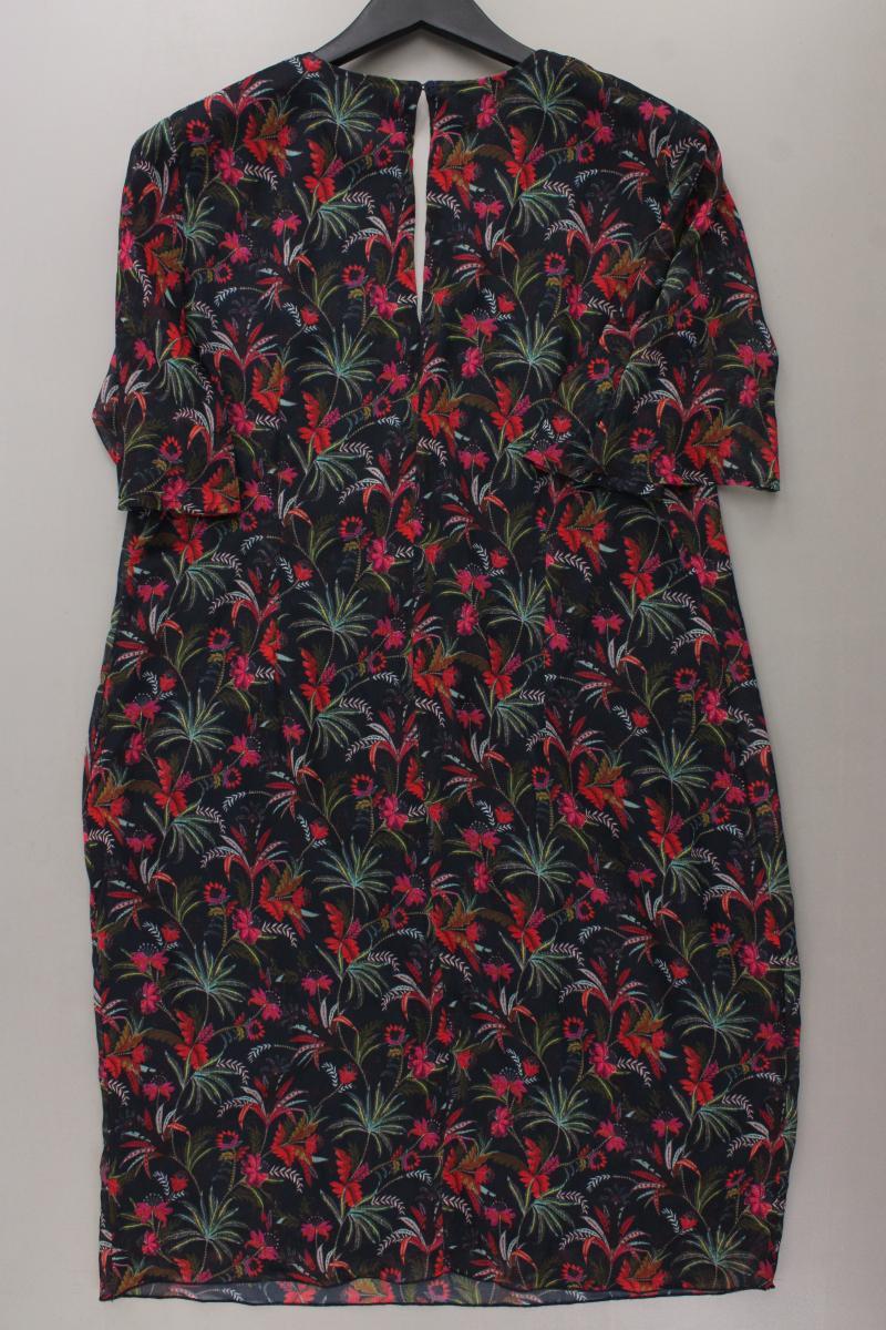 Dame Blanche Chiffonkleid Gr. XL mit Blumenmuster Kurzarm schwarz aus Polyester