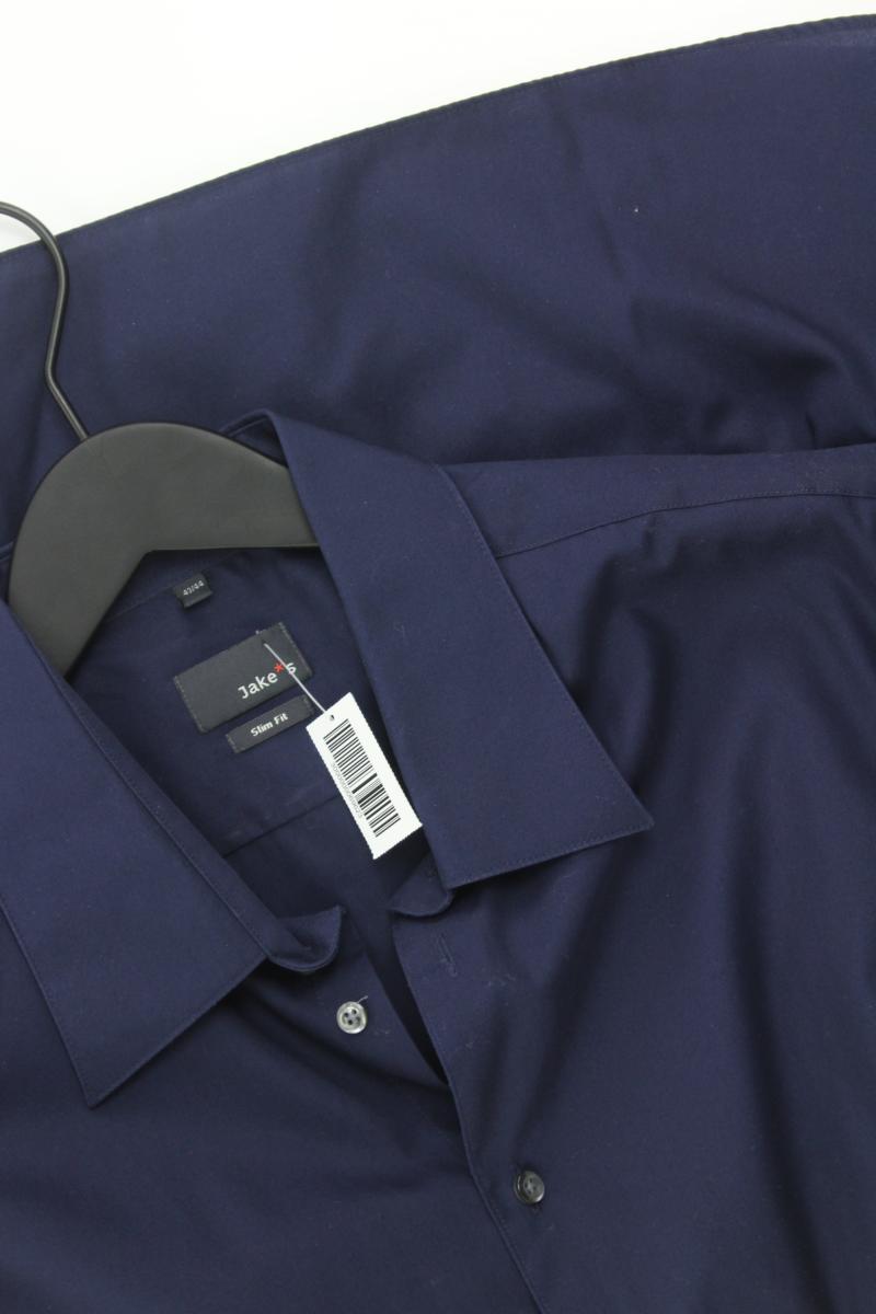 Jake*s Langarmhemd für Herren Gr. Hemdgröße 44 blau aus Baumwolle