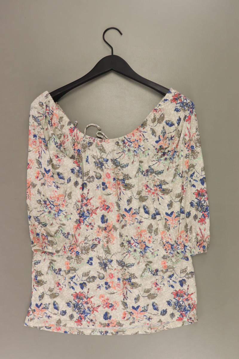 Schluppenbluse Gr. 44 mit Blumenmuster 3/4 Ärmel creme aus Viskose