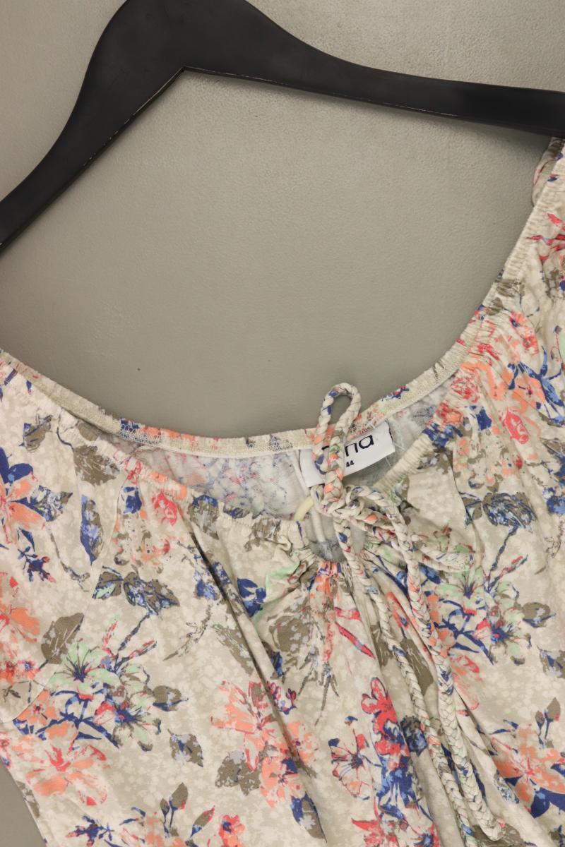 Schluppenbluse Gr. 44 mit Blumenmuster 3/4 Ärmel creme aus Viskose