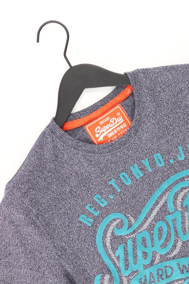 Superdry Printshirt für Herren Gr. S Kurzarm blau aus Baumwolle