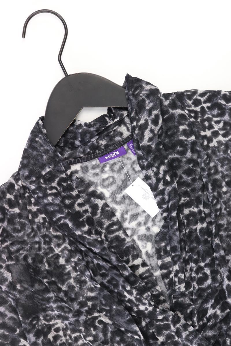 Mexx Mesh Bluse Gr. XL mit Tierdruck Kurzarm grau aus Polyester