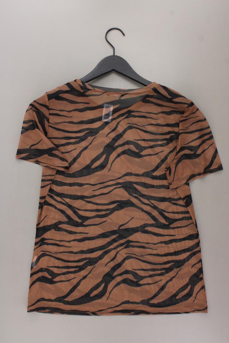 Orsay Mesh Shirt Gr. M mit Tierdruck Kurzarm braun