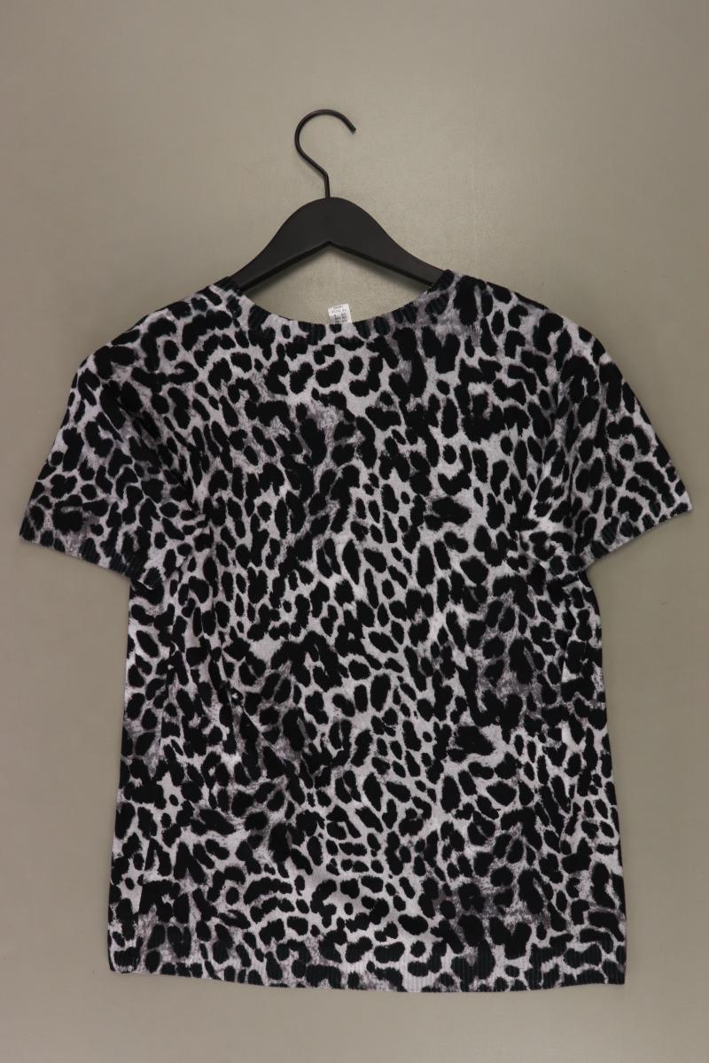 Mona Strickshirt Gr. 40 mit Tierdruck neuwertig Kurzarm grau aus Viskose