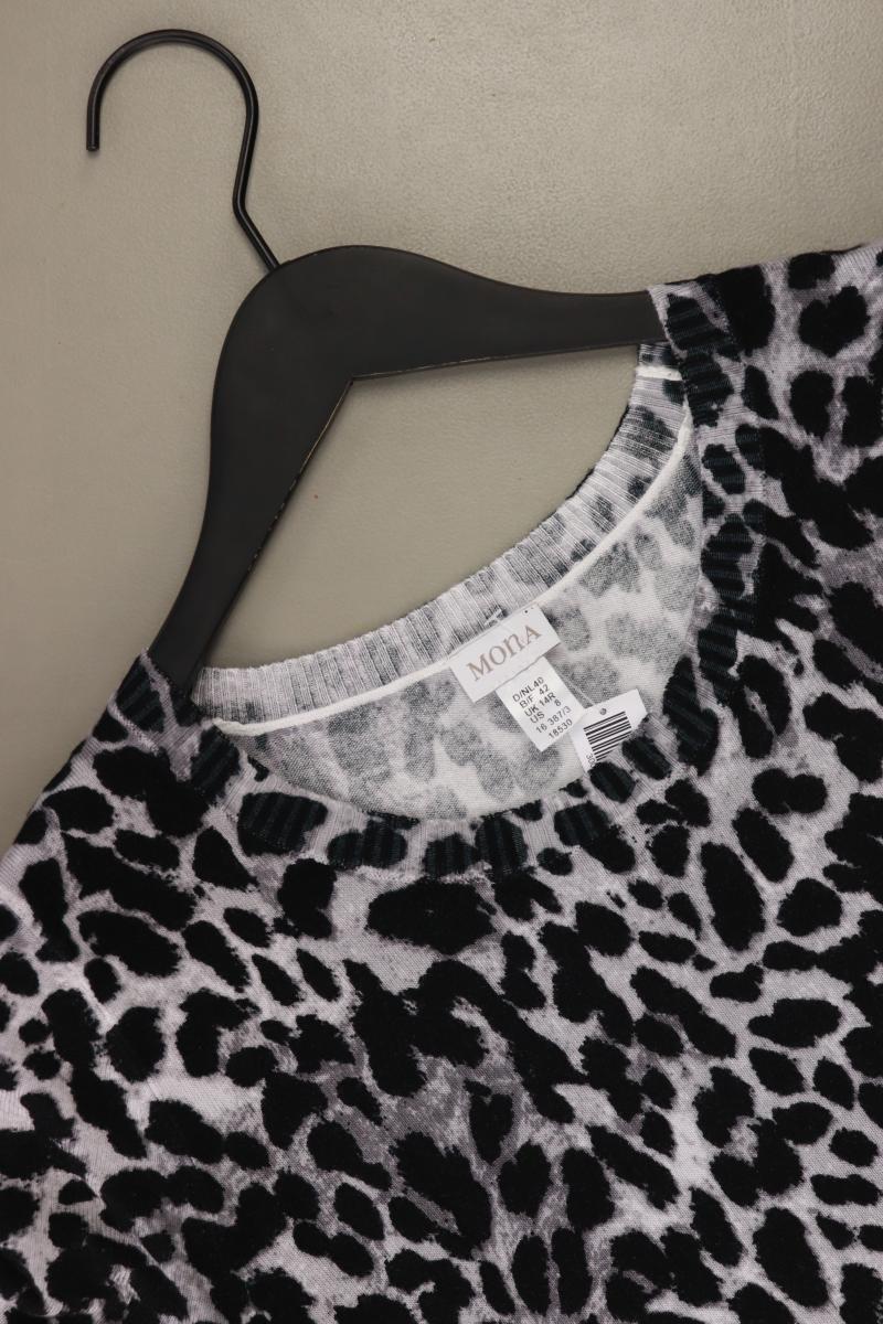 Mona Strickshirt Gr. 40 mit Tierdruck neuwertig Kurzarm grau aus Viskose
