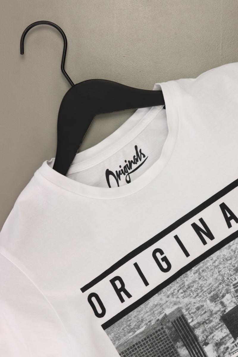 Jack & Jones Printshirt für Herren Gr. XS Kurzarm weiß aus Baumwolle