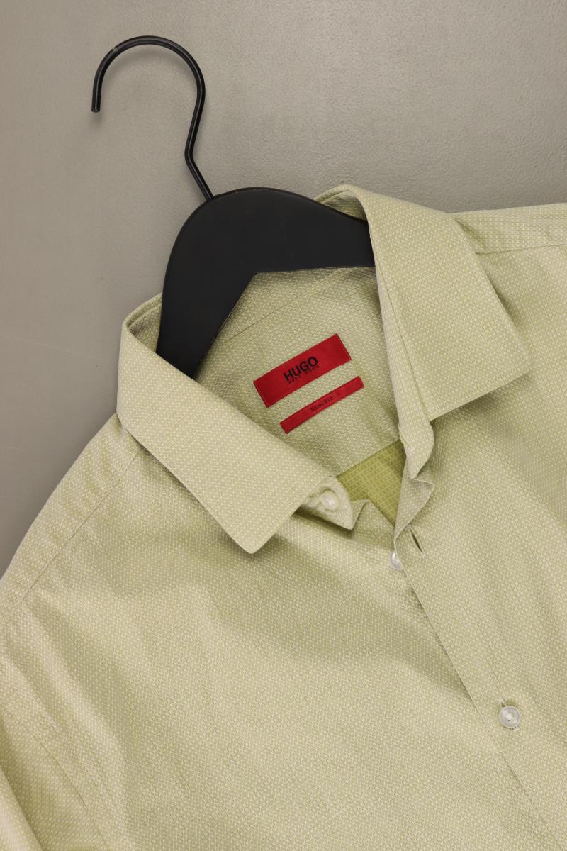 Hugo Boss Langarmhemd für Herren Gr. Hemdgröße 40 grün aus Baumwolle