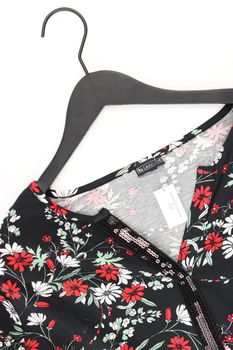 Laura Scott Langarmbluse Gr. 48 mit Blumenmuster mit Pailletten schwarz
