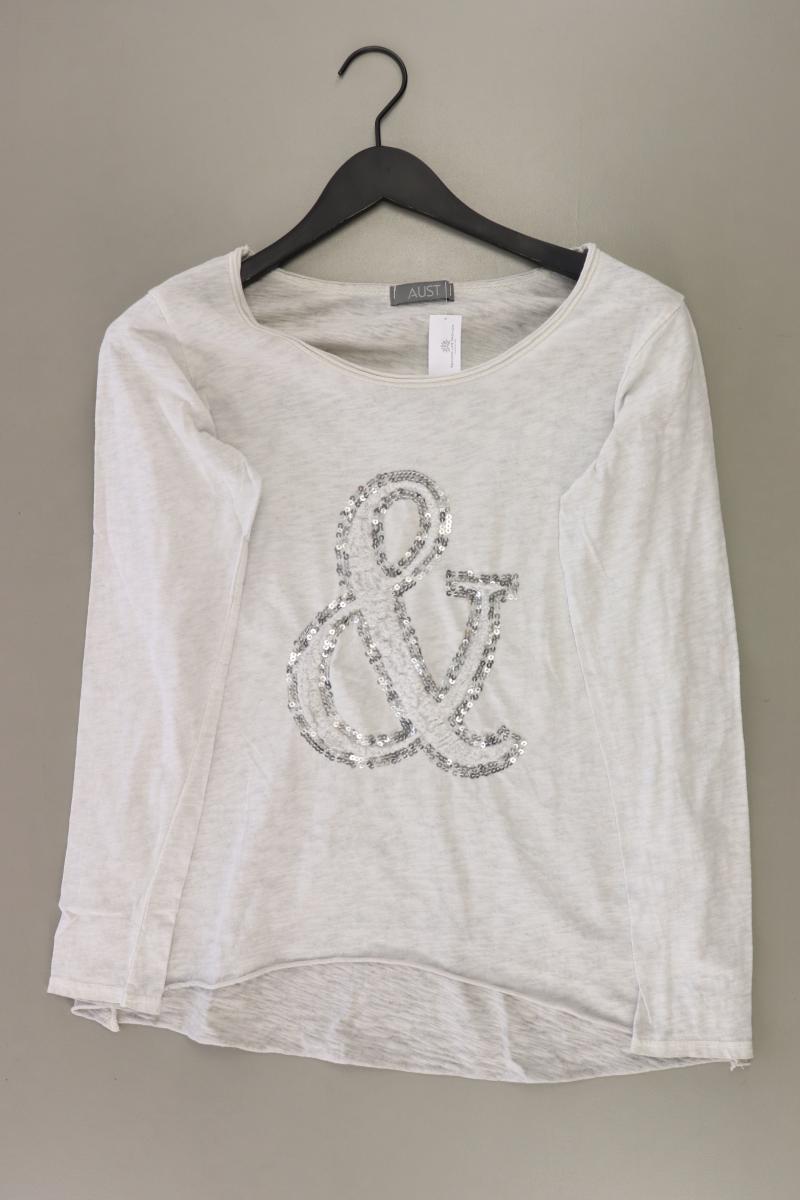 AUST Longsleeve-Shirt Gr. S Langarm mit Pailletten weiß aus Baumwolle