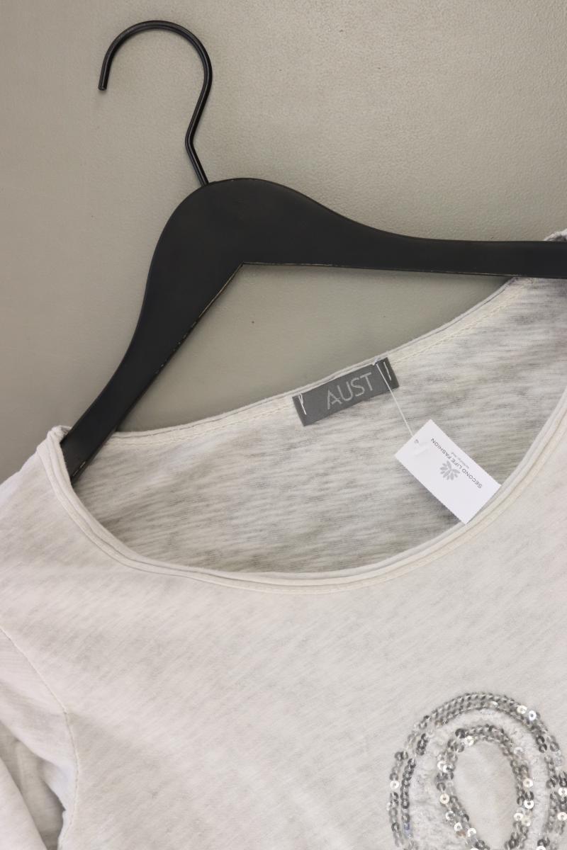 AUST Longsleeve-Shirt Gr. S Langarm mit Pailletten weiß aus Baumwolle