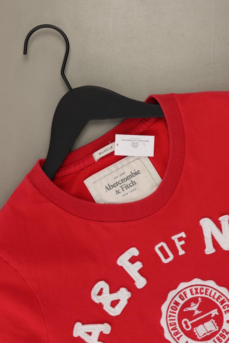 Abercrombie & Fitch T-Shirt für Herren Gr. S Kurzarm rot aus Baumwolle