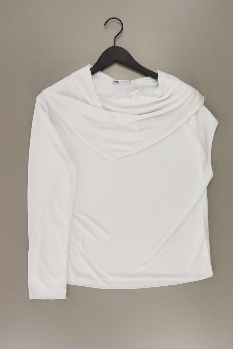 Zara Langarmbluse Gr. XL weiß aus Polyester