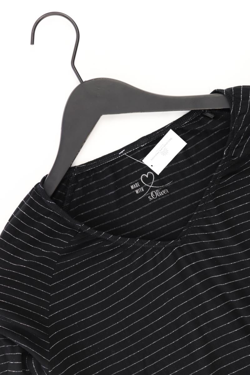 s.Oliver Ringelshirt Gr. 38 gestreift Langarm mit Glitzer schwarz aus Viskose