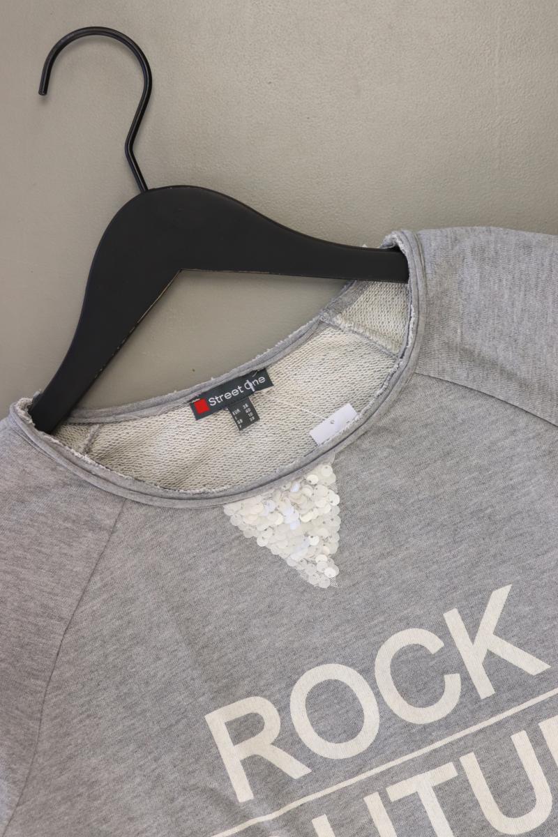 Street One Feinstrickpullover Gr. 36 mit Pailletten grau aus Baumwolle