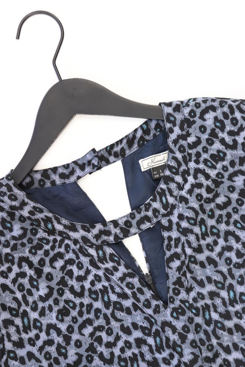 Langarmkleid Gr. L mit Tierdruck blau