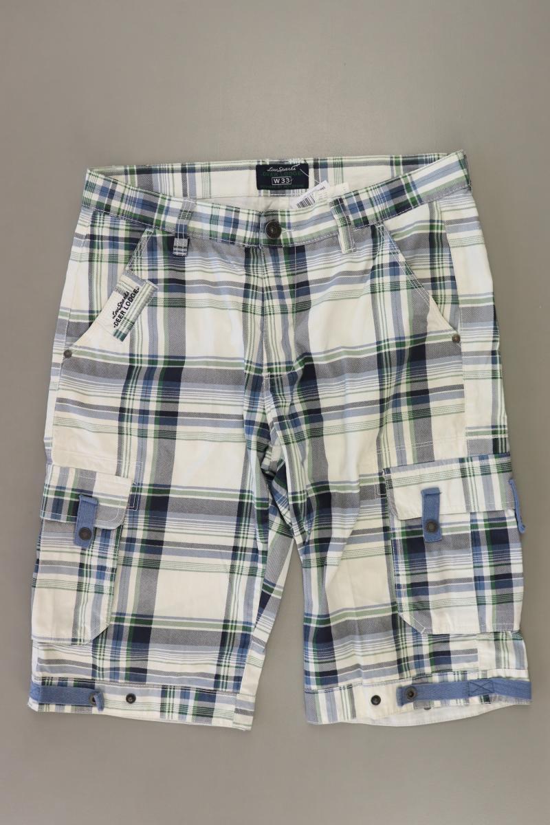 Shorts für Herren Gr. W33 kariert weiß aus Baumwolle