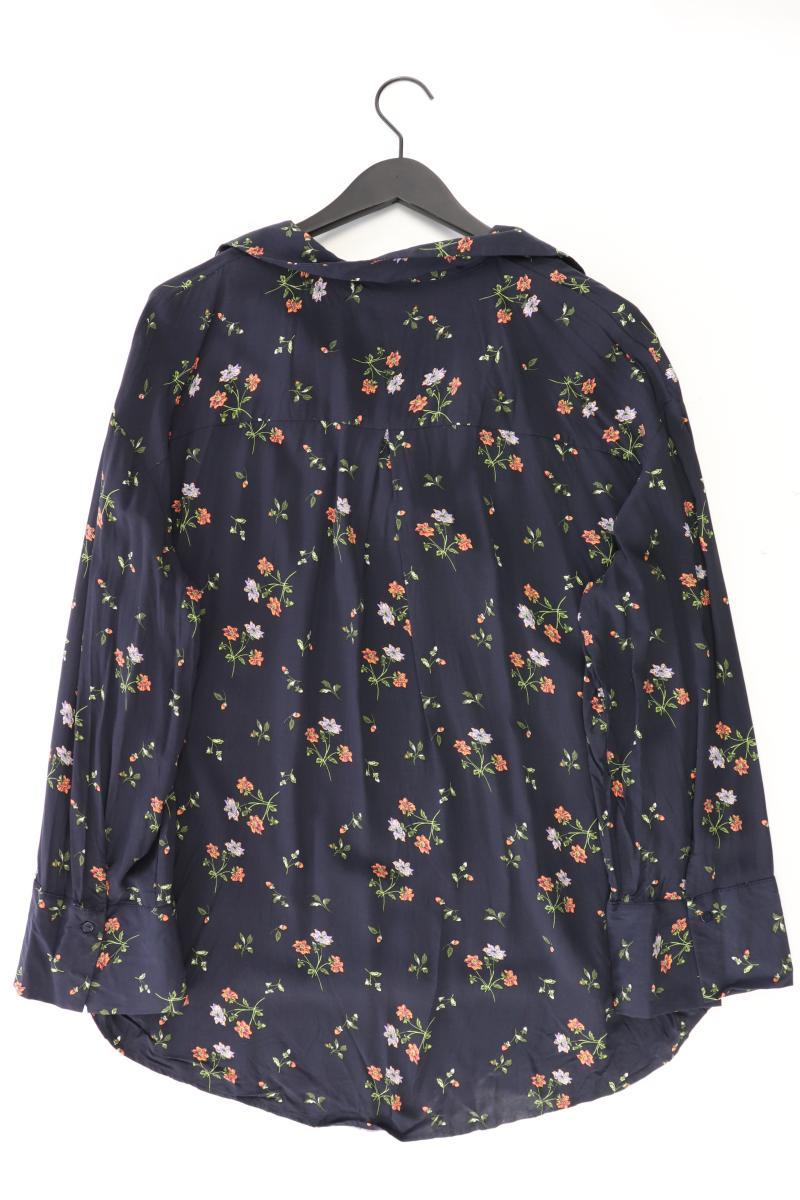 Langarmbluse Gr. M mit Blumenmuster blau aus Polyester