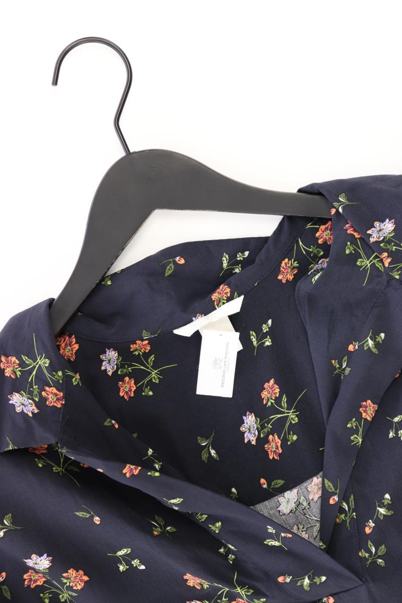 Langarmbluse Gr. M mit Blumenmuster blau aus Polyester