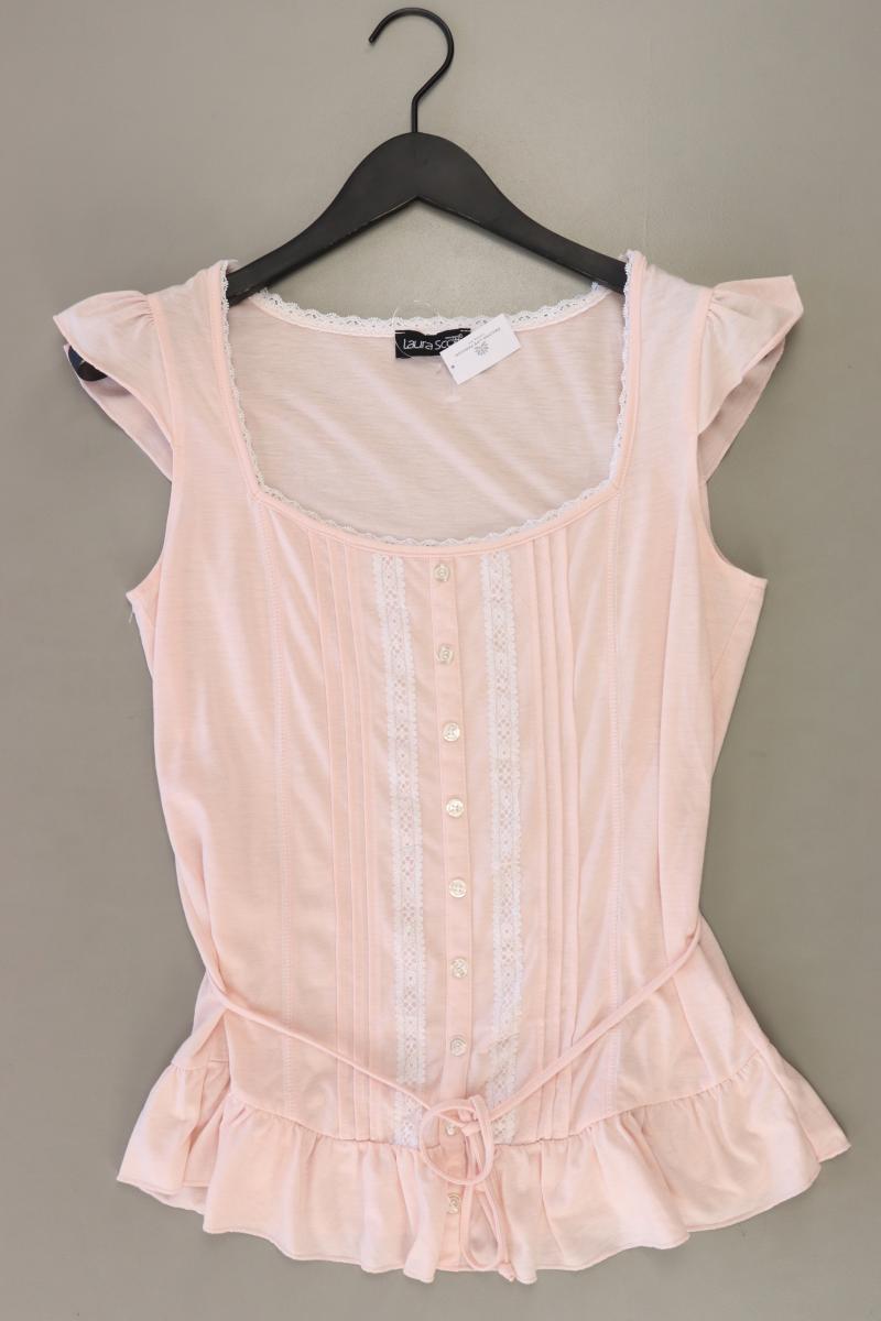 Laura Scott Kurzarmbluse Gr. 40 mit Gürtel rosa aus Polyester