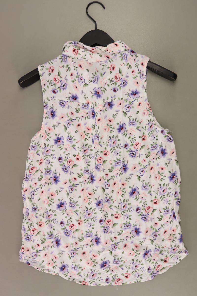Ärmellose Bluse Gr. 38 mit Blumenmuster weiß aus Viskose