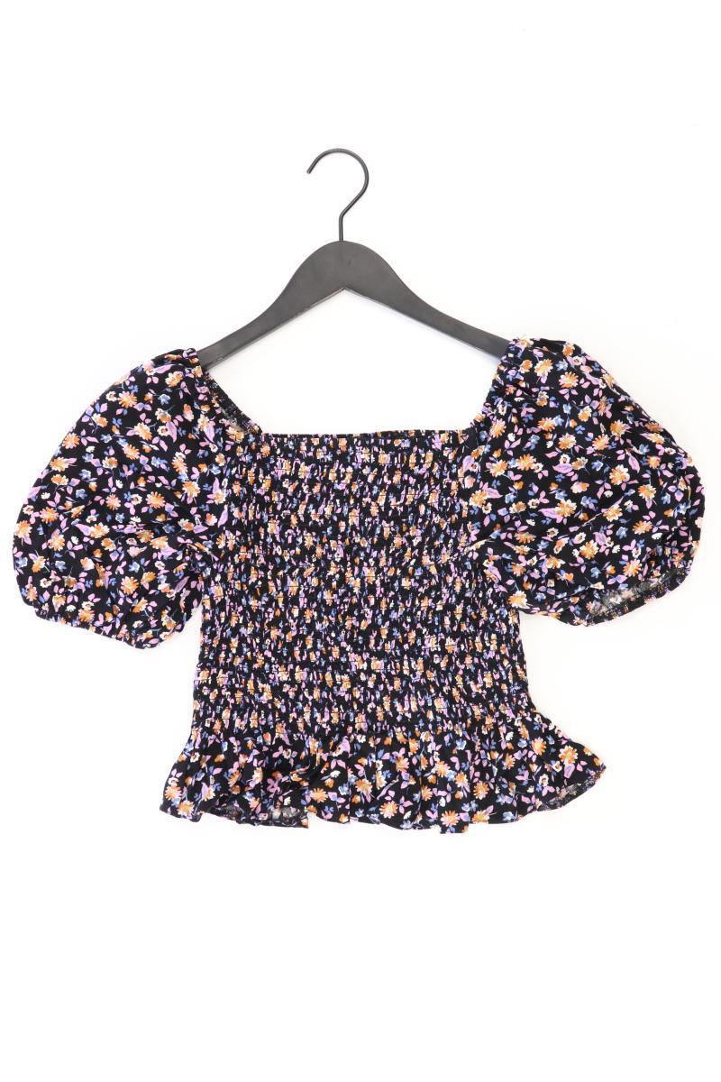 New Look Kurzarmbluse Gr. 38 mit Blumenmuster mit Carmen-Ausschnitt schwarz