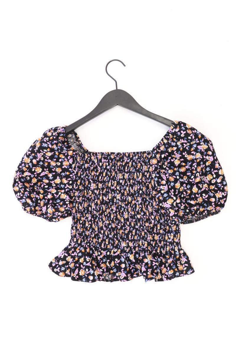New Look Kurzarmbluse Gr. 38 mit Blumenmuster mit Carmen-Ausschnitt schwarz