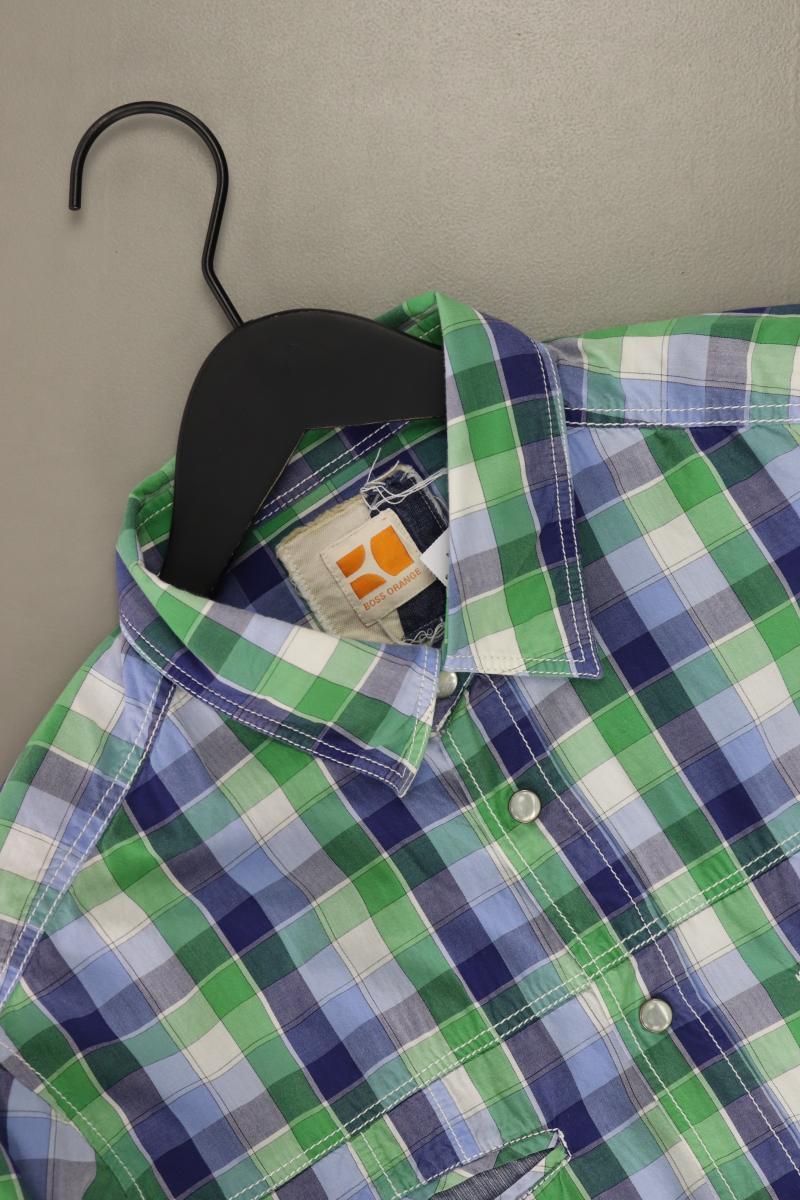 BOSS Orange Karohemd für Herren Gr. L kariert Langarm grün aus Baumwolle