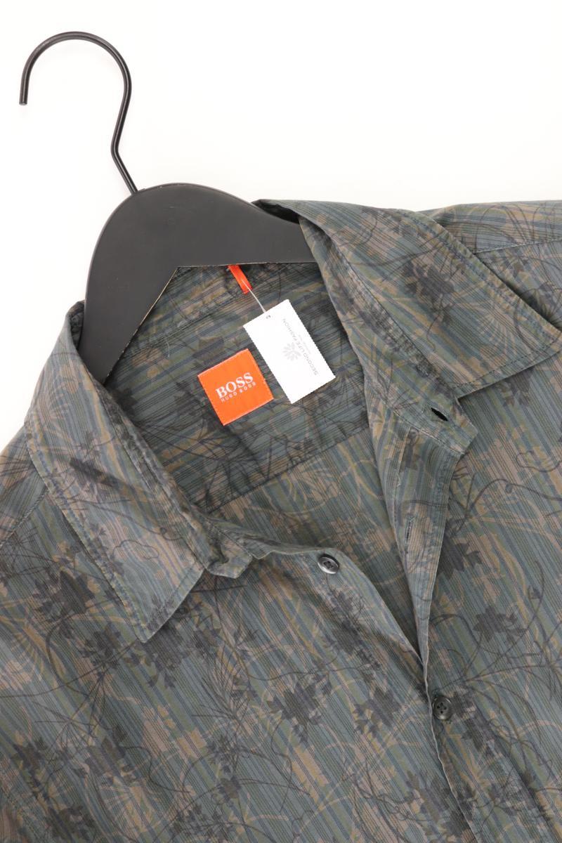 BOSS by Hugo Boss Langarmhemd für Herren Gr. L mit Blumenmuster olivgrün