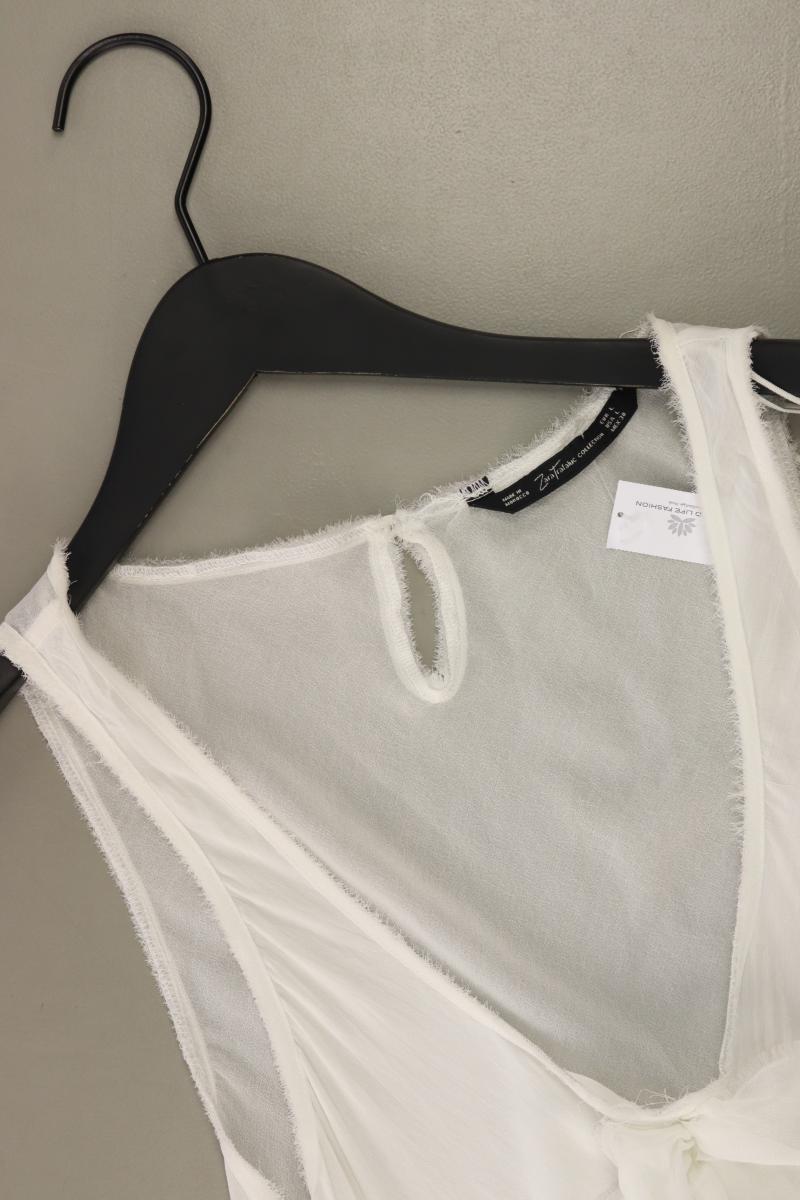 Zara Rüschentop Gr. L weiß aus Polyester