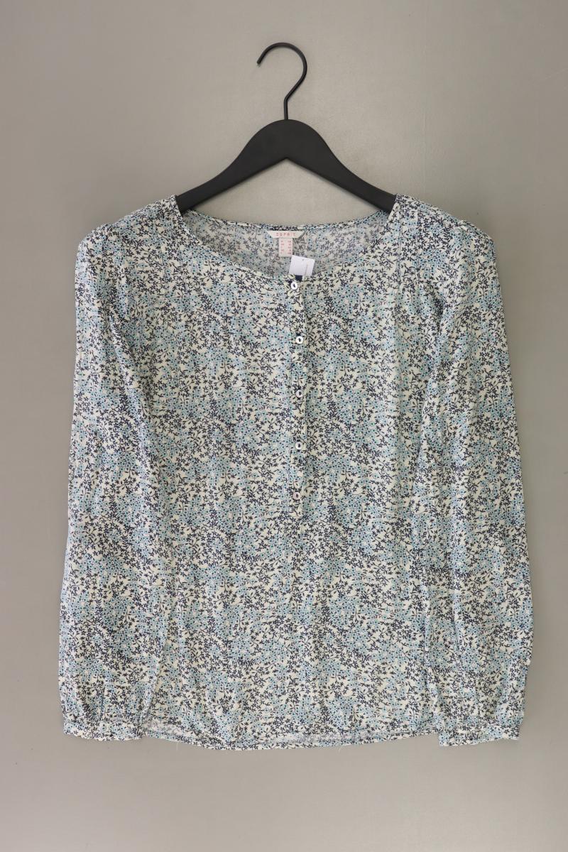 Esprit Langarmbluse Gr. 38 mit Blumenmuster blau aus Viskose