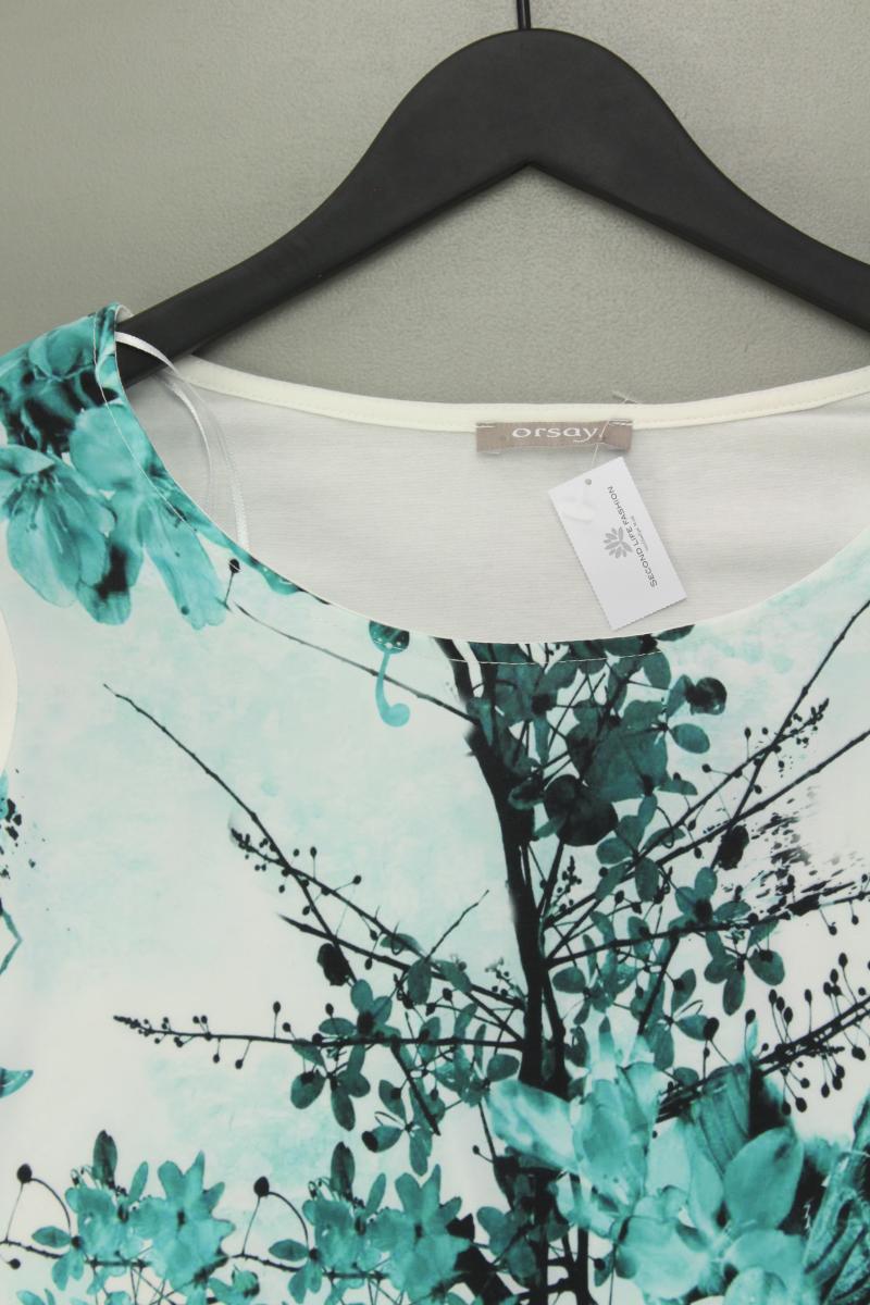 Kurzarmbluse Gr. 36 mit Blumenmuster weiß aus Polyester
