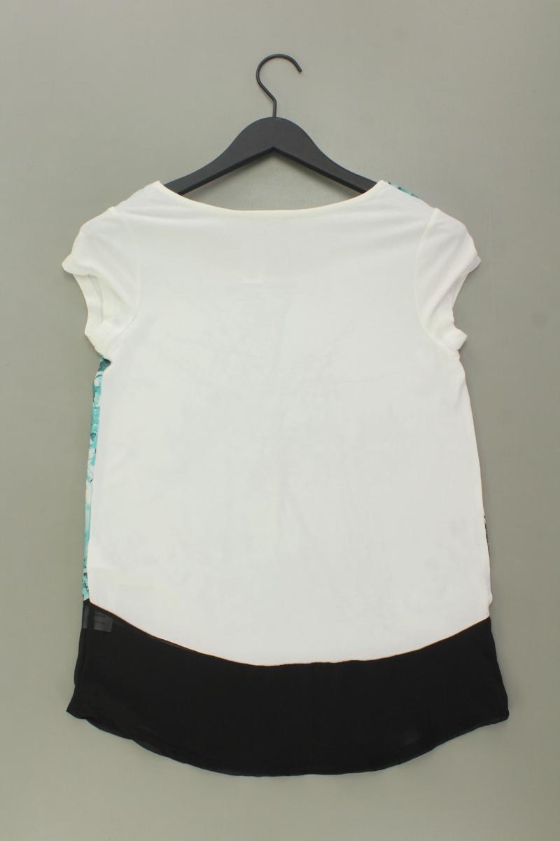 Kurzarmbluse Gr. 36 mit Blumenmuster weiß aus Polyester