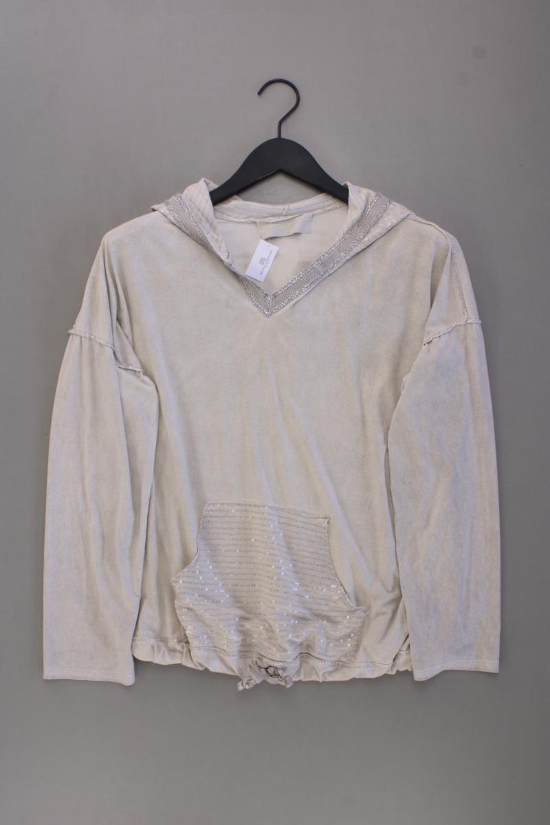 Kapuzenshirt Gr. M Langarm mit Glitzer creme aus Viskose