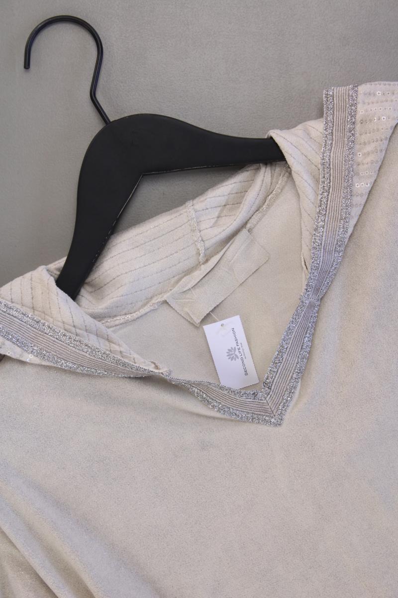 Kapuzenshirt Gr. M Langarm mit Glitzer creme aus Viskose