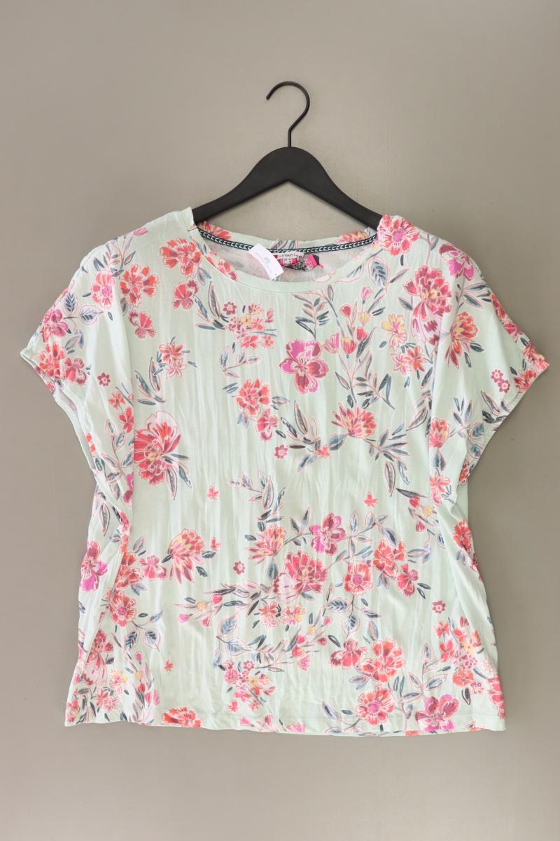 Street One T-Shirt Gr. 42 mit Blumenmuster Kurzarm grün aus Baumwolle