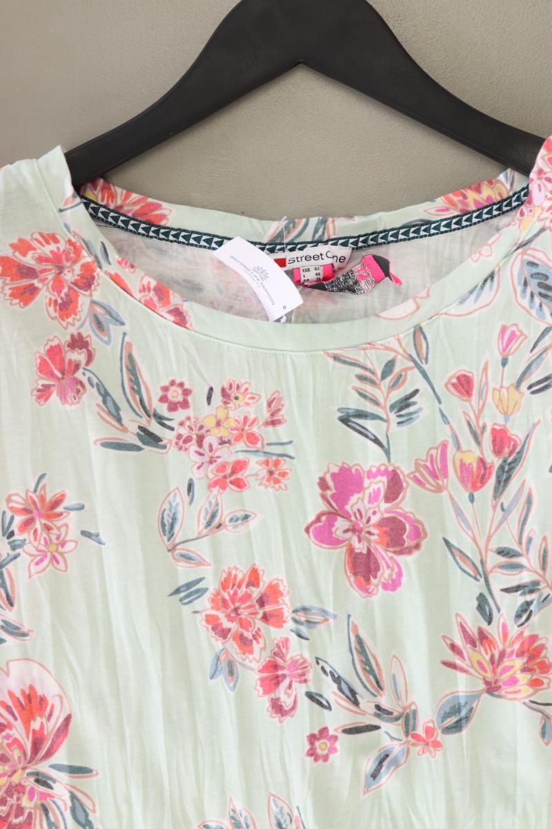 Street One T-Shirt Gr. 42 mit Blumenmuster Kurzarm grün aus Baumwolle