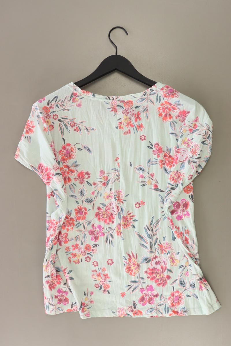 Street One T-Shirt Gr. 42 mit Blumenmuster Kurzarm grün aus Baumwolle